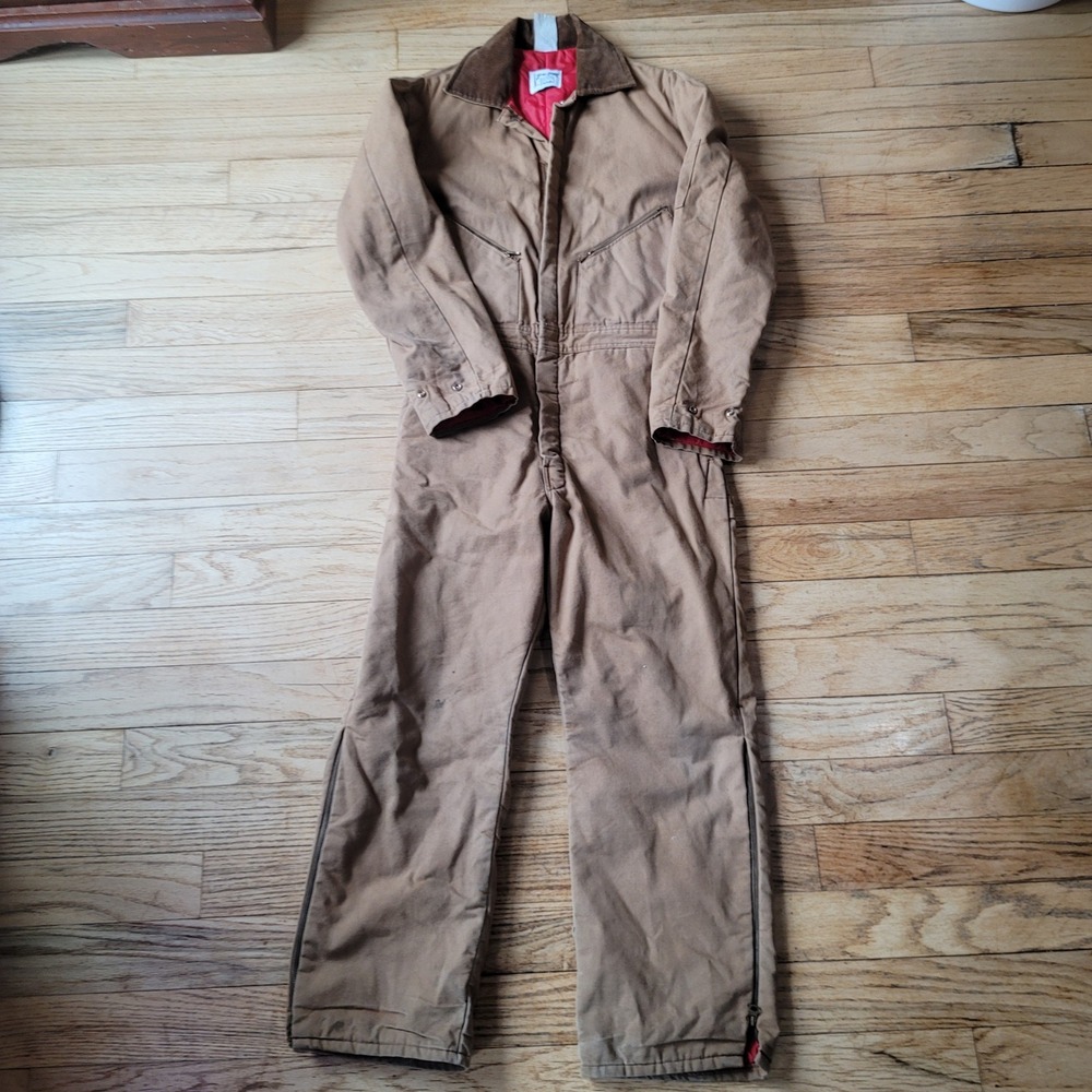 Walls Zero-Zone Insulated Coveralls Mens Medium Short Brown Duck Canvas Workwear